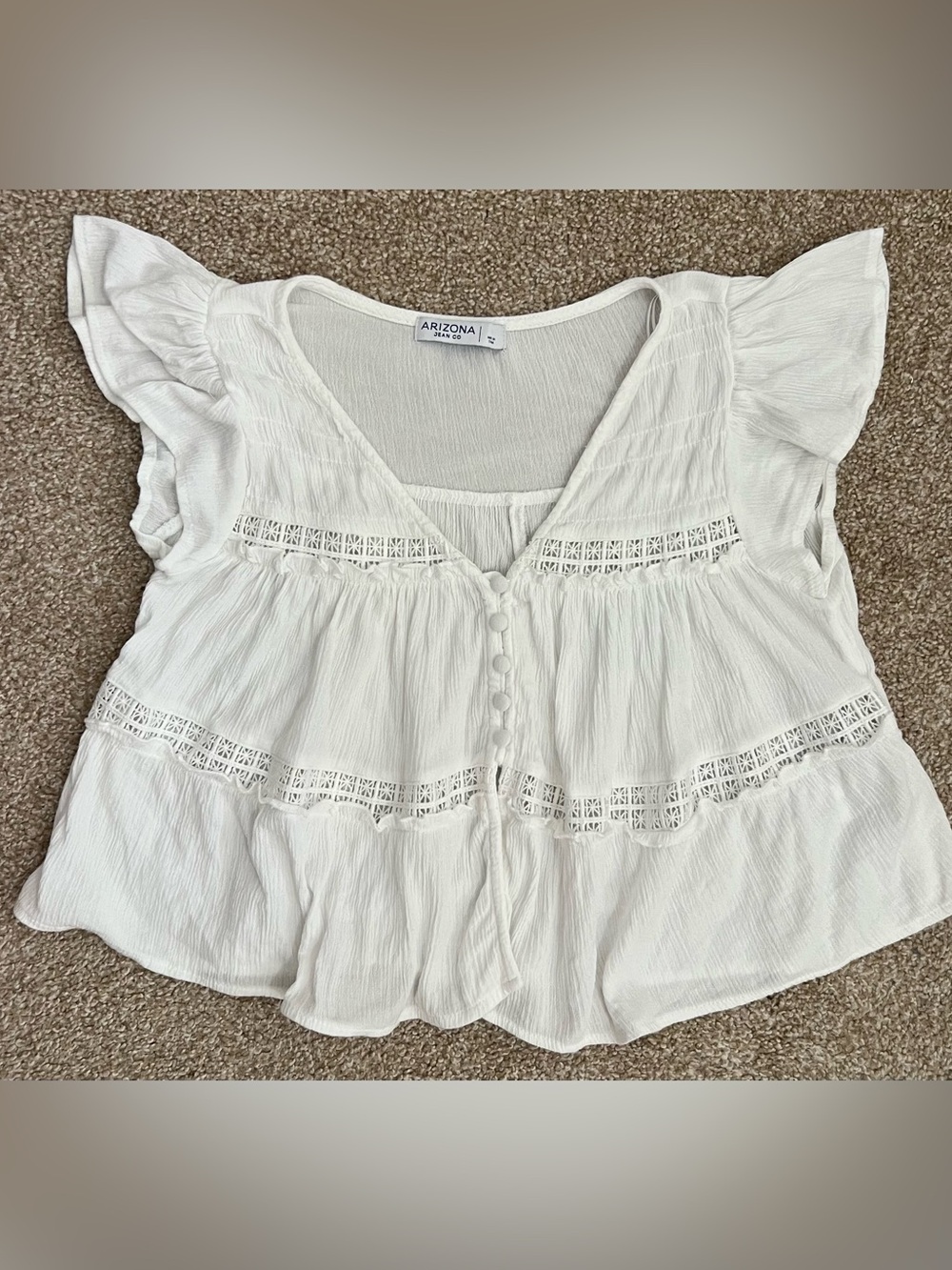 Arizona White Cotton Top Juniors Size Small